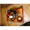 Image 3 : LOT - TRAY, TRIVET, FLATTENED GLASS BOTTLE, CANDLE HOLD, PEAR AND 3 ACCENT BALLS