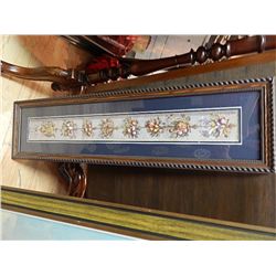 LONG MAHOGANY FRAMED PICTURE - FLOWER