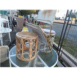 WICKER STOOL / OTTOMAN - 2 &  T.V TABLES