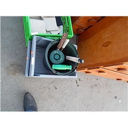 PLANT POT, 2 BINS AND GARDENING ITEMS