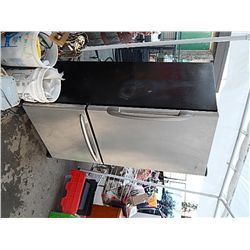 FRIDGE - MAYTAG STAINLESS STEEL - FREEZER ON BOTTOM - SOLD AS-IS