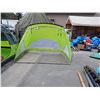 Image 2 : CAMPING SET - TENT, SLEEPING BAGS (2) AND PORTABLE SUN SHADE - **NOTE - TENT DAMAGED ON FLOOR BUT CA