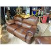Image 3 : BROWN RECLINING CHESTERFIELD AND LOVE SEAT (as-is)