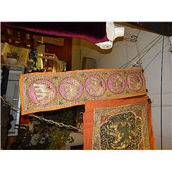 EASTERN INDIAN TAPESTRY - QUILTED ELEPHANT THEME - LONG - some beads loose