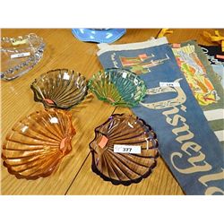 COLLECTION 0F GLASSWARE DISHES - SHELL DESIGN - 4 TOTAL
