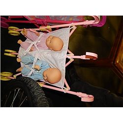 DOUBLE DOLL STROLLER WITH 2 DOLLS