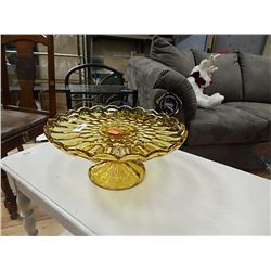 AMBER GLASS CAKE DISH