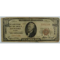 1929 $10 NATIONAL ROCKFORD, IL #13652