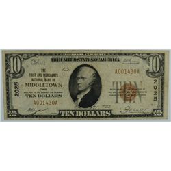 1929 $10 NATIONAL MIDDLETOWN, OH #2025