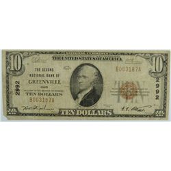1929 $10 NATIONAL GREENVILLE, OH #2992