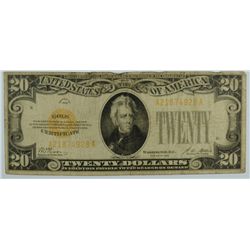 1928 $20 US GOLD CERTIFICATE