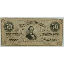1864 $50 CONFEDERATE STATES OF AMERICA