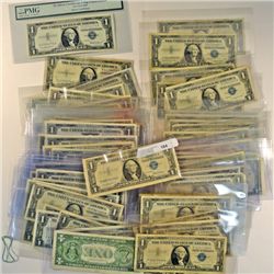 80- $1.00 SILVER CERTS. GRADE FROM GOOD-UNC