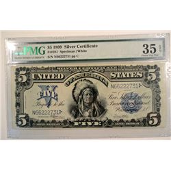 1899 $5.00 SILVER CERT. INDIAN CHIEF PMG VF 35 EPQ