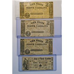 NORTH CAROLINA NOTES: 3-$2.00 CIRC, 1-$1.00 CIRC