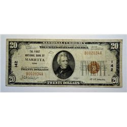 1929 $20.00 MARIETTA, OHIO VG-F