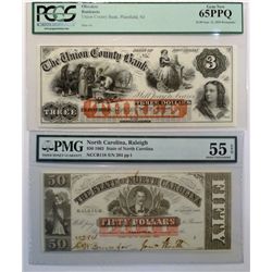NOTES: PLAINFIELD, NJ PCGS 65 PPQ; $50.00 1863 NORTH CAROLINA