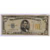 Image 1 : $5.00 1934 A NORTH AFRICA EMERGENCY NOTE SILVER CERTIFICATE YELLOW SEAL
