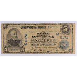 1902 $5.00 SNB ST. LOUIS, MO CH 5172 CIRC