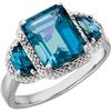 Image 1 : Emerald Cut London Blue Topaz Diamond Ring