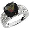 Image 1 : Emerald Cut Smoky Quartz and Diamond Ring