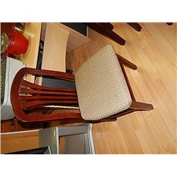 MAHOGANY AND CLOTH DINING CHAIR - BID X 4