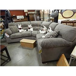 NEW ROCK STAR 2 PC SECTIONAL - ROUND - LARGE - LIGHT OLIVE GREEN - WITH THROW CUSIONS