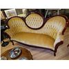 Image 1 : VICTORIAN STYLE MAHOGANY FRAMED BUTTON BACK SETTEE - MADE IN USA - FACTORY RETAIL $2100