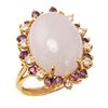 Image 1 : 5Fine Lavender Jadeite, Amethyst, Diamond Ring 14K