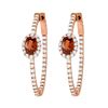 Image 1 : 2.8ct Diamond & Garnet Hoop Earrings in Rose Gold
