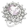 Image 1 : 5.56ct Kunzite and Diamond Ring in White Gold