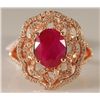 Image 1 : 3.87 Carat Ruby and Diamond Ring 14K Pink Gold