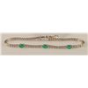 Image 1 : 2.02 Carat Emerald and Diamond Bracelet 14K Gold