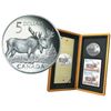 Image 1 : RCM Lot; 5 dollars coins; Canadian Wildlife Series; 2004 The Majestic Moose in original casing with 