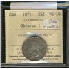 Image 1 : 25 cents 1871 ICCS VG-10; Obverse 1.