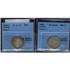 Image 1 : 25 cents 1880H CCCS Fair (AG-2); Wide 0 & 1889 CCCS AG-3; Closed 9. Lot of 2 coins.