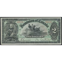 Dominion of Canada 2 dollars 1897  DC-14b #622119.  Extremely sharp and clean EF+ issue.