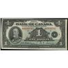 Image 1 : Bank  of Canada; 1 Dollar note 1935, BC-1, A0339797, Crisp EF or better.  Miscut top border.