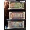 Image 1 : Bank of Canada; 5 Dollars 1972, 10 Dollars 1971 and 20 Dollars 1969.  Lot of 3 notes EF to UNC.