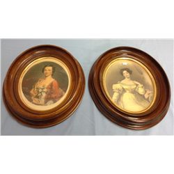 Pair of Older Oval Framed Prints