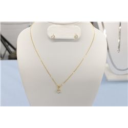 Joshua Lieff Designer Rhodium Plated Necklace/Pendant and Earrings With Clear Swarovski Crystals