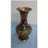 Image 1 : Vintage Cloisonne Brass and Enamel Vase (8" high)