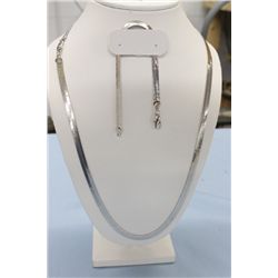 SanTropez 40% White Gold Over Sterling Silver Necklace and Matching Bracelet
