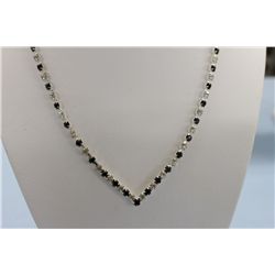 Designer Rhodium Plated Necklace With Blue and Clear Crystals