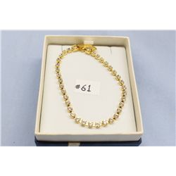 San Tropaz Yellow Gold Over Sterling Silver Bracelet With Clear C.Z.'s