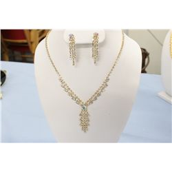 Designer Gold Plated Necklace and Earrings With Swarovski Crystals