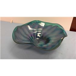 Large Hand Blown Art Glass Centerpiece Bowl (14" diameter)