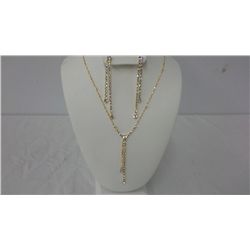 Designer Gold Plated Necklace and Earrings With Clear Swarovski Crystals