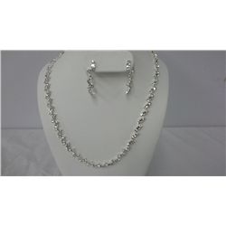 Designer Rhodium Plated Necklace and Earrings With Clear Swarovski Crystals