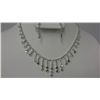 Image 1 : Designer Rhodium Plated Necklace and Earrings With Clear Swarovski Crystals